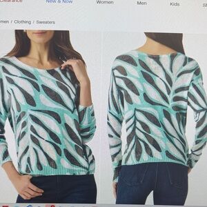 NIC & ZOE Supersoft Flora Grid Sweater - Medium